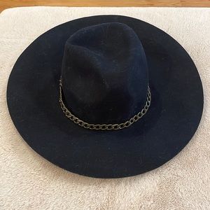 Navy Hat with chain detail.